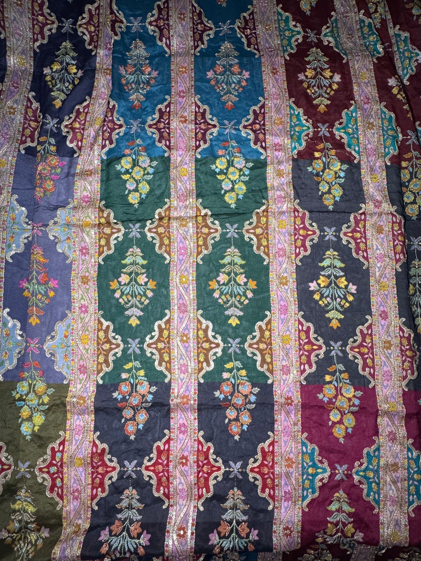 Multicolor Embroidered Chiffon