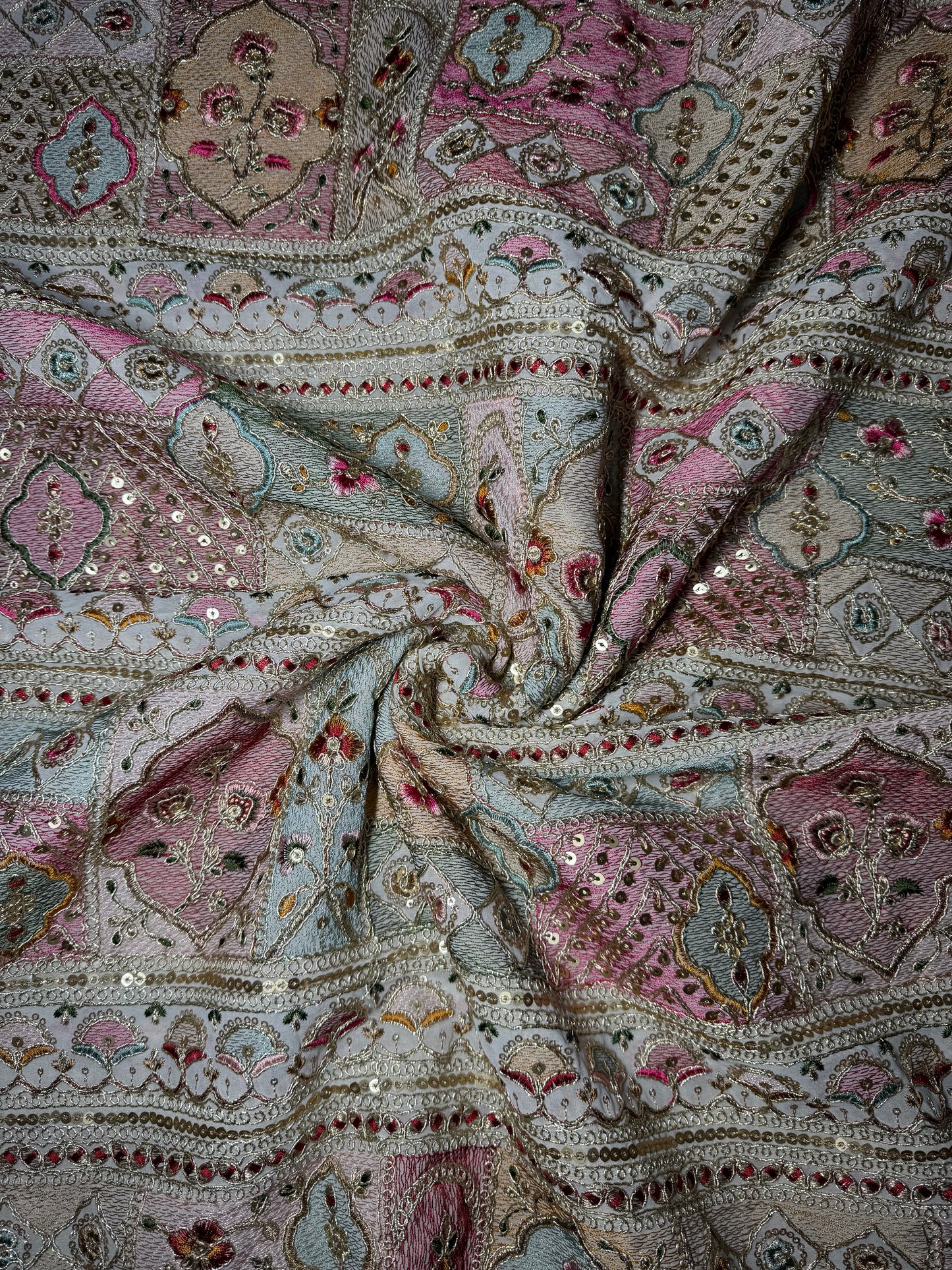 Traditional Embroidered White Chiffon