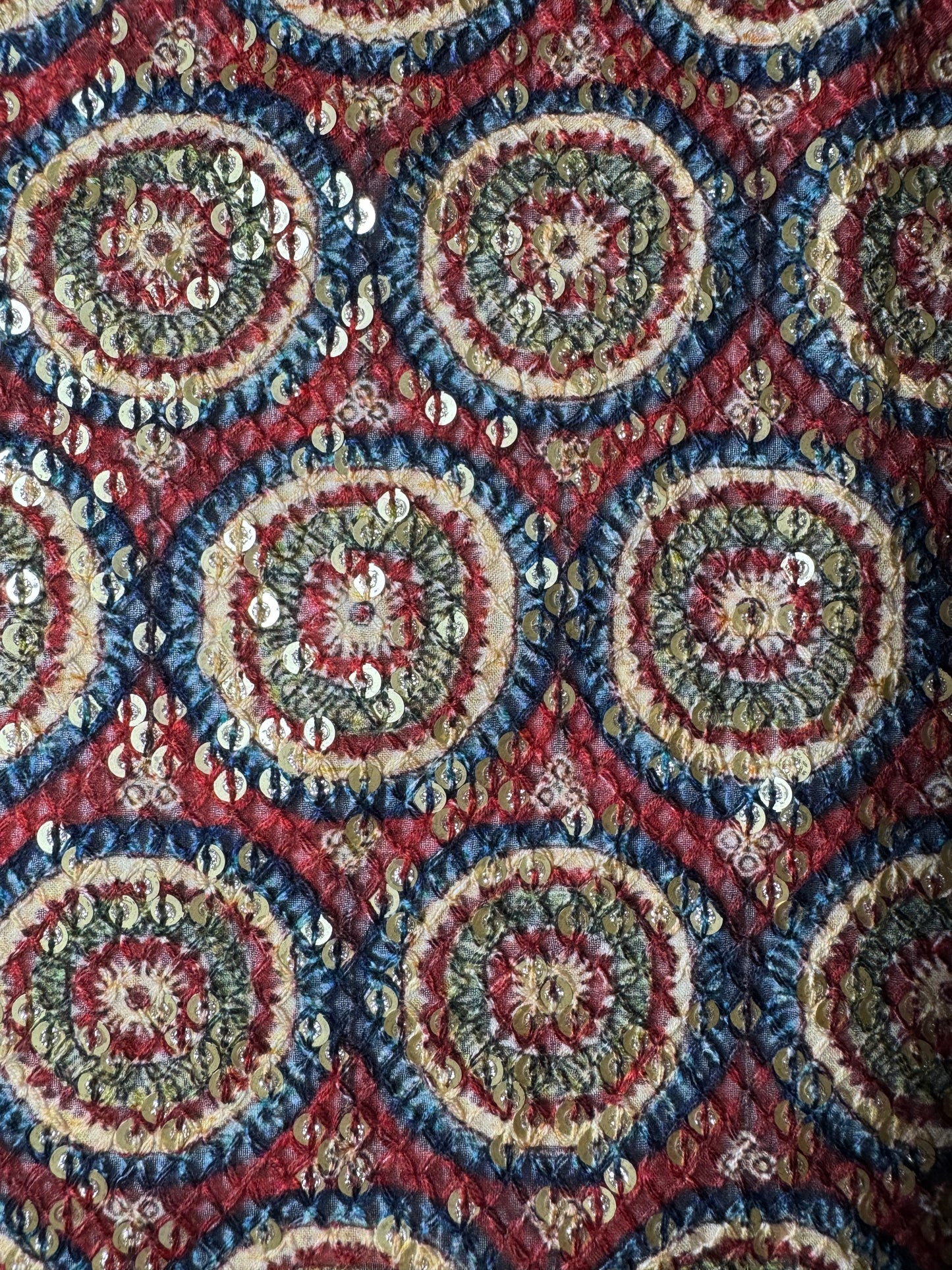 Ethnic Pakistani Print Sequin Embroidered Chiffon