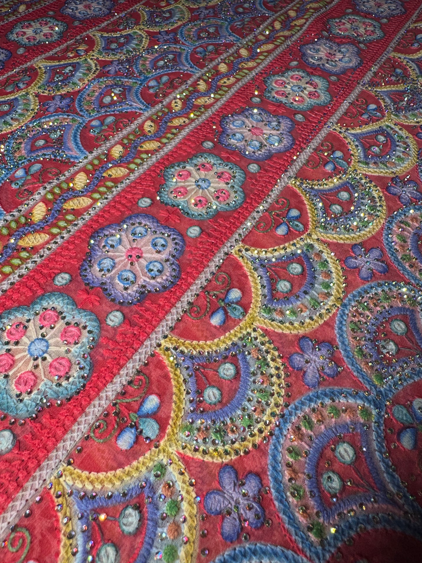 Embroidered Chiffon with Rhinestones - Fuchsia