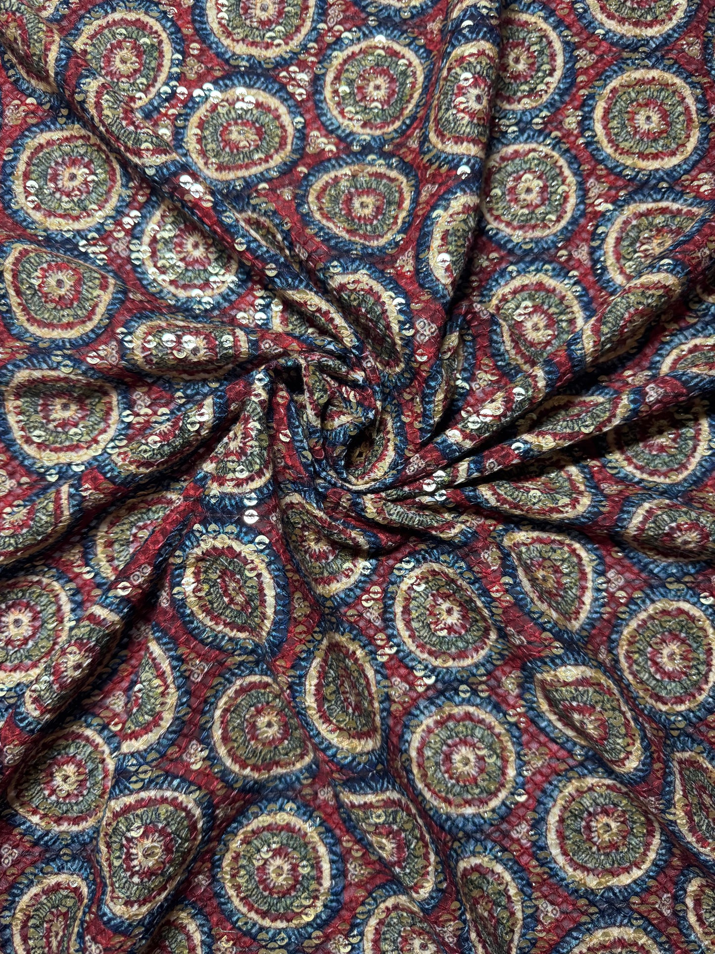Ethnic Pakistani Print Sequin Embroidered Chiffon