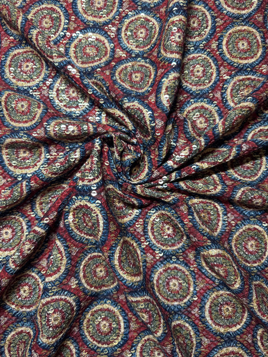 Ethnic Pakistani Print Sequin Embroidered Chiffon