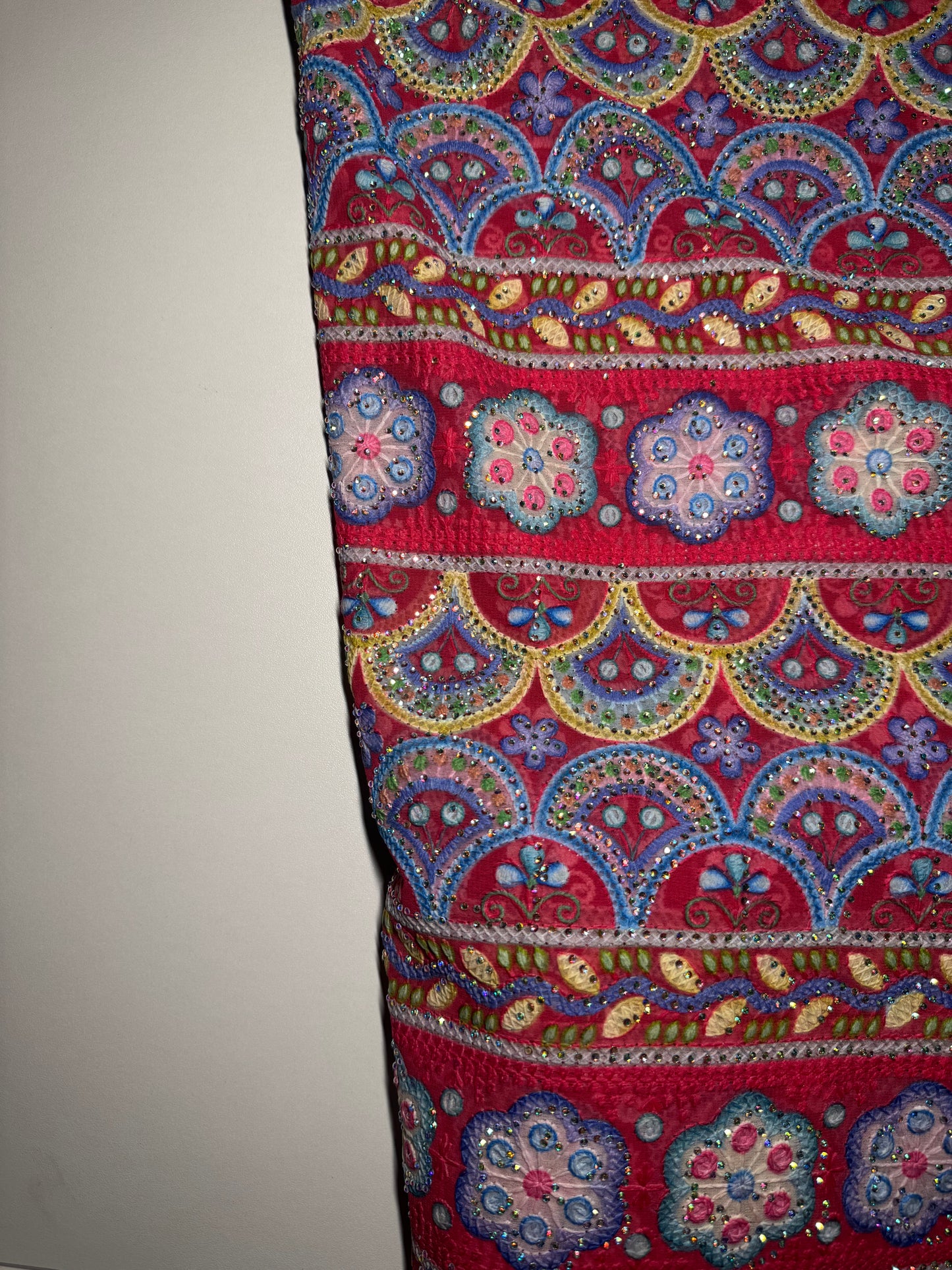 Embroidered Chiffon with Rhinestones - Fuchsia