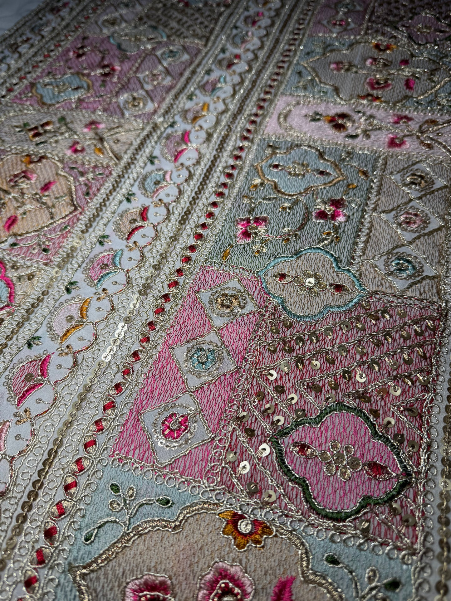 Traditional Embroidered White Chiffon