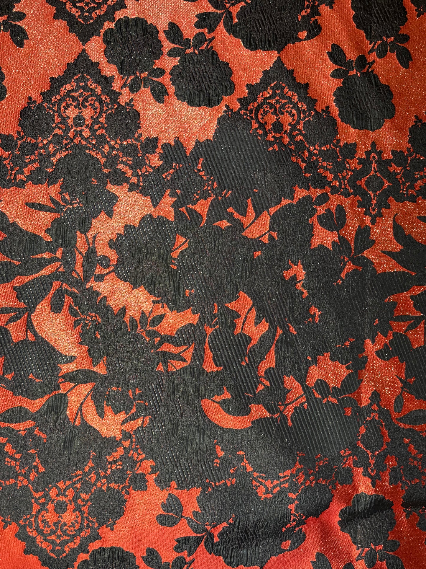 Reversible Black and Gold Oriental Floral Motif Metallic Korean Brocade