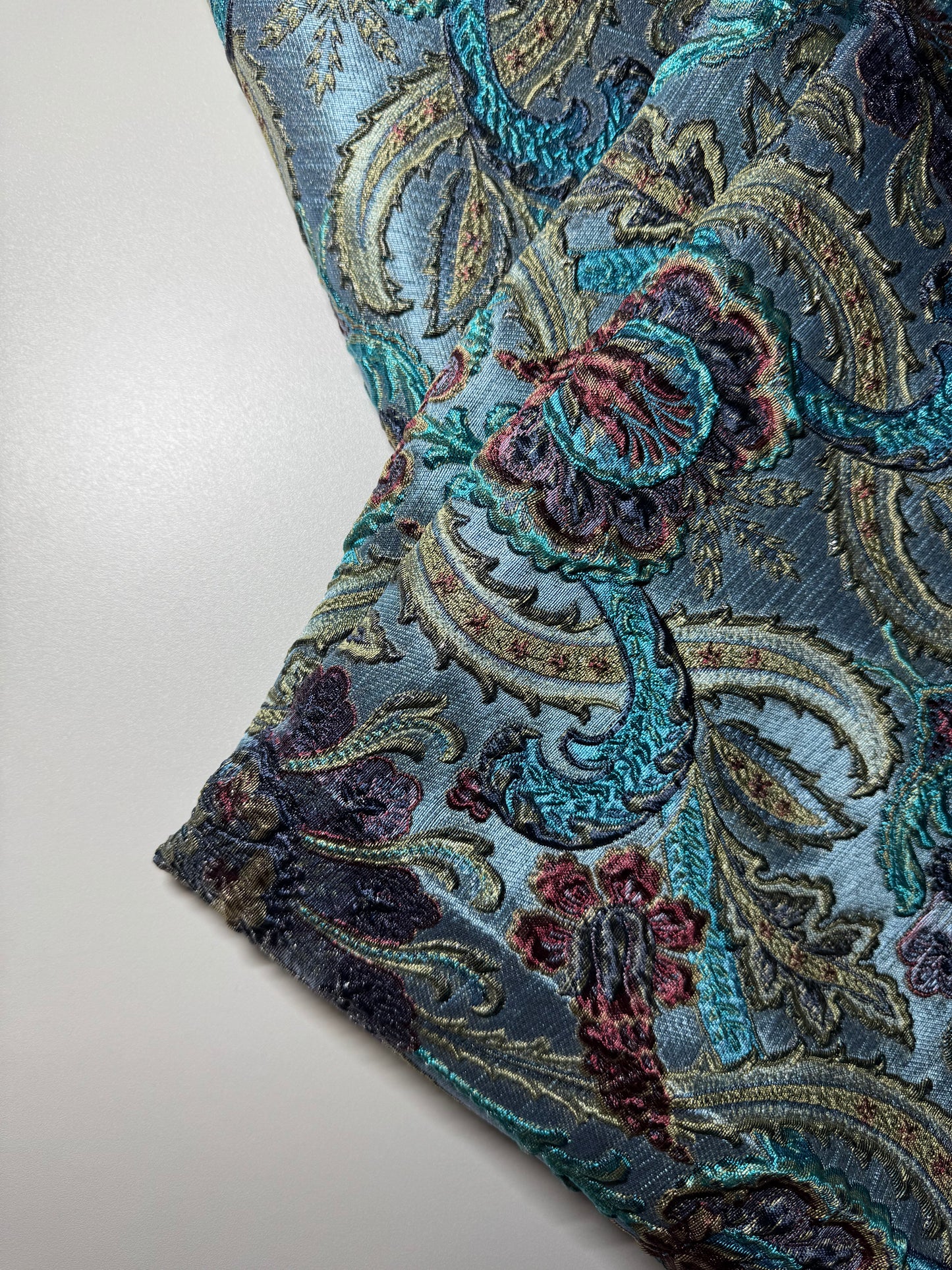 Tapestry Inspired Turquoise Metallic Turkish Brocade