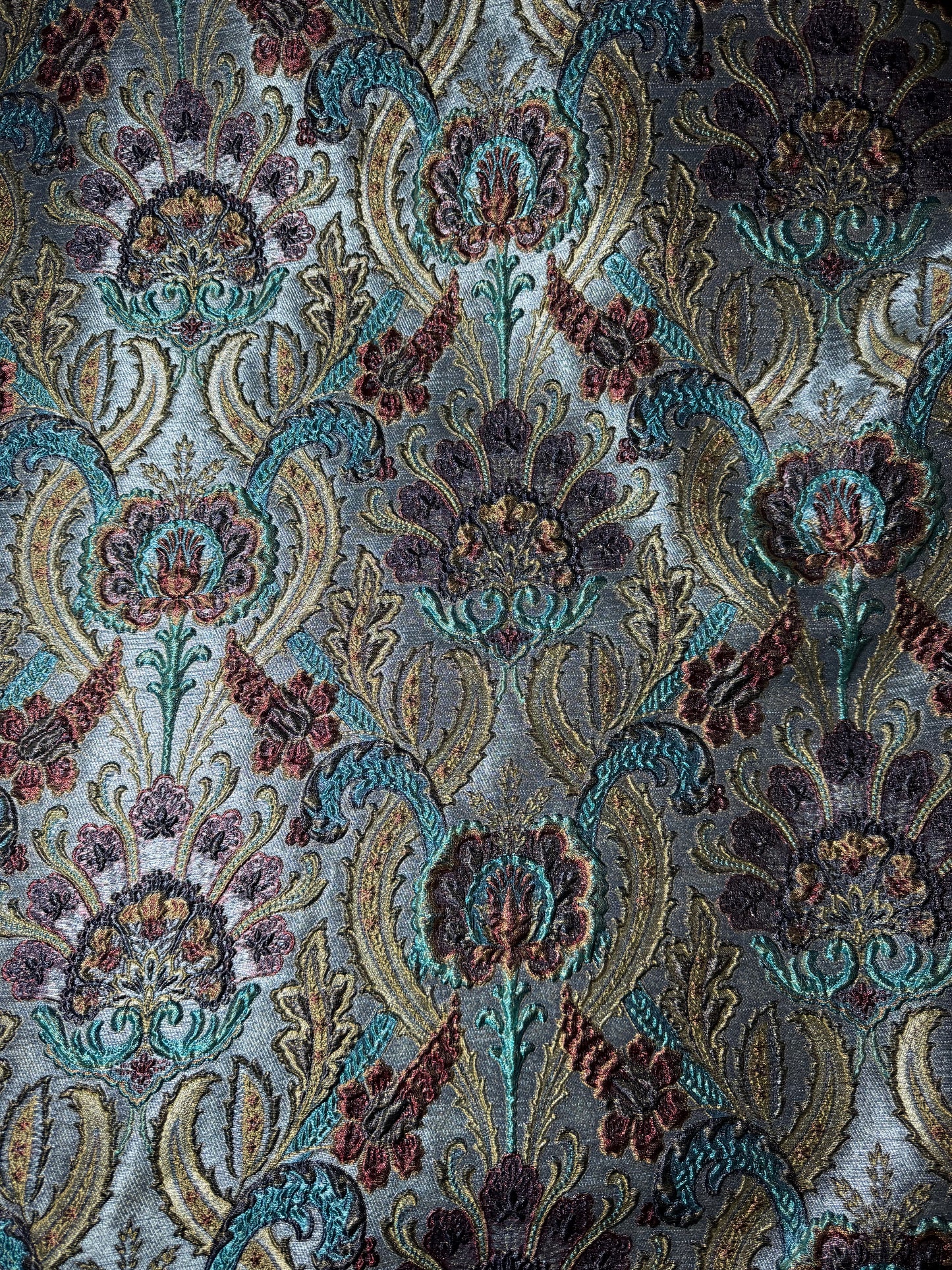 Tapestry Inspired Turquoise Metallic Turkish Brocade