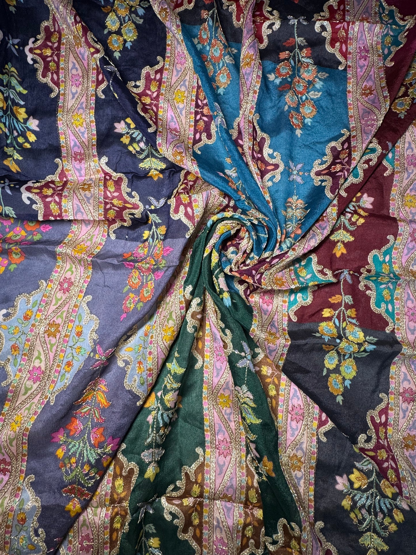 Multicolor Embroidered Chiffon
