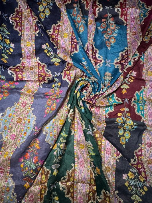 Multicolor Embroidered Chiffon