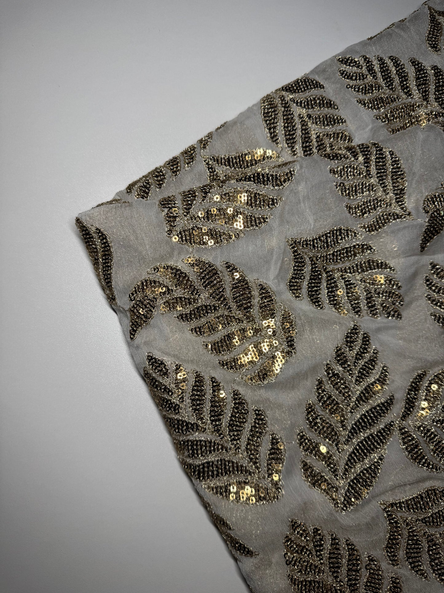 Leaf Motif Embroidered Chiffon
