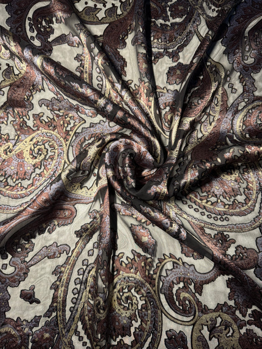 Paisley Print Burnout Chiffon